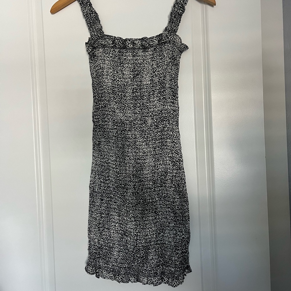 Animal print smocked body con dress